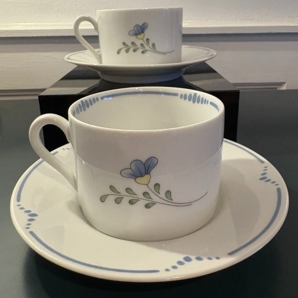 ‘Dijon’ Fitz & Floyd Blue Flower Cup and Sauce (set 2) VTG Japan